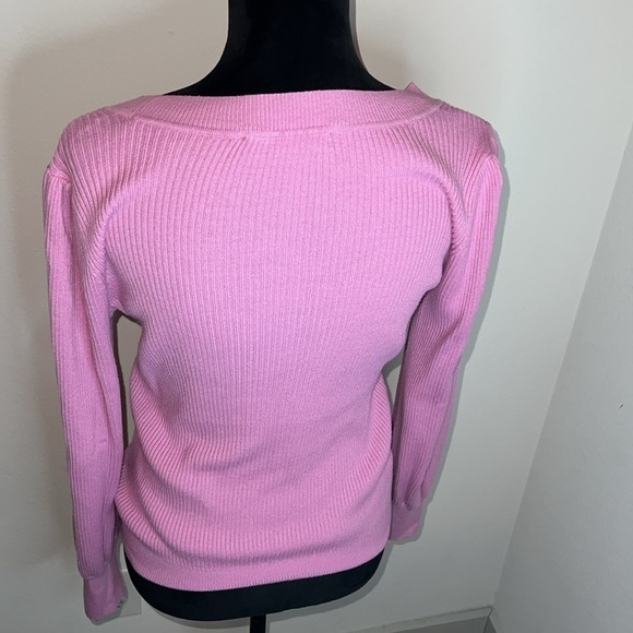 LOFT‎ ribbed sweater puff long sleeves round neckline sz M - Picture 3 of 7